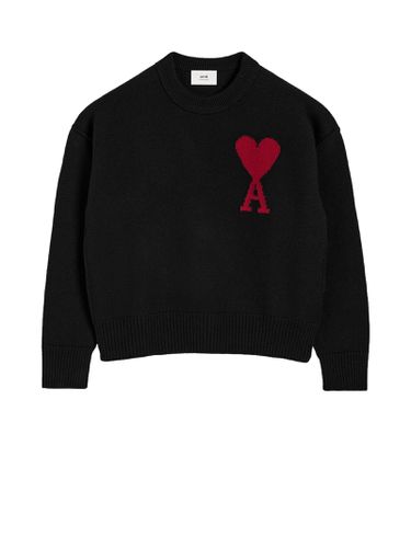 Crew-neck Sweater With Logo - Ami Alexandre Mattiussi - Modalova