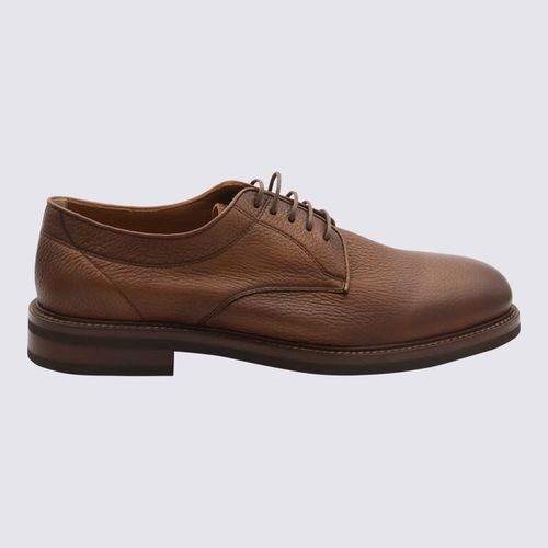 Brown Leather Derby Shoes - Brunello Cucinelli - Modalova