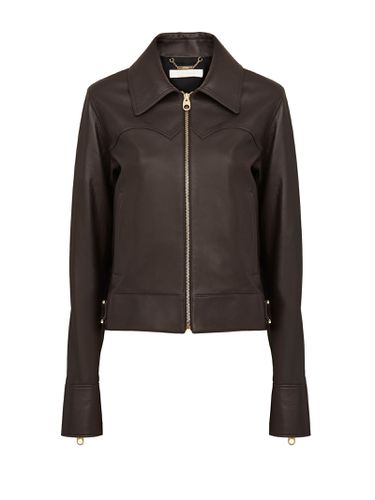 Jacket With Wide Collar In Leather - Chloé - Modalova