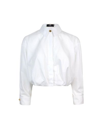 Long-sleeved Cropped Poplin Shirt - Elisabetta Franchi - Modalova