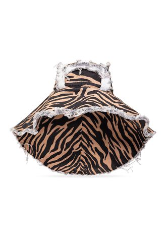 Zebra Printed Fringed Sun Hat - The Attico - Modalova