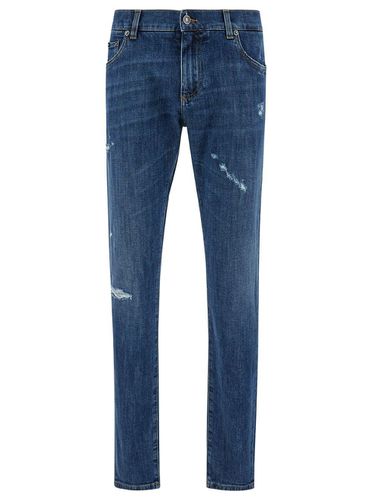 Logo Plaque Distressed Skinny Jeans - Dolce & Gabbana - Modalova