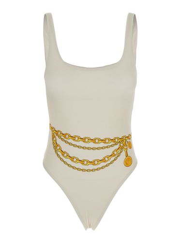 One-piece Swimsuit With Chain Print In Tech Fabric Woman - Versace - Modalova