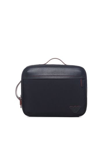 Business Bag With Shoulder Straps In Regenerated Saffiano And Recycled Nylon - Giorgio Armani - Modalova