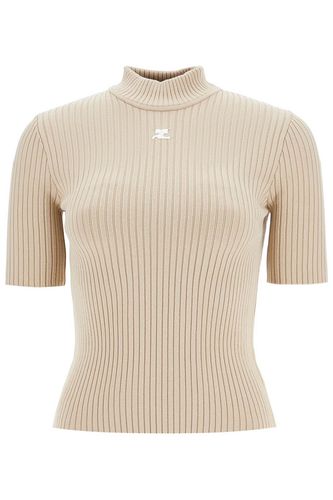 Beige Ribbed Turtleneck Sweater - Courrèges - Modalova