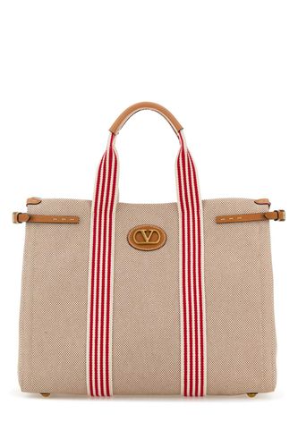 Two-tone Canvas Vlogo Shopping Bag - Valentino Garavani - Modalova