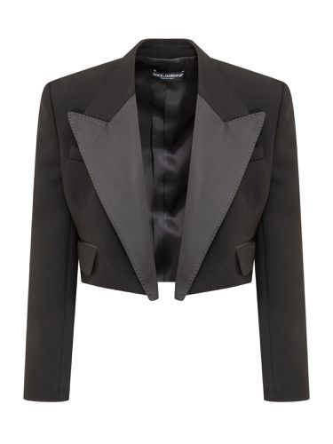 Cropped Jacket With Satin Revers - Dolce & Gabbana - Modalova