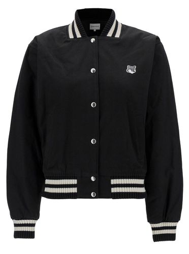 Varsity Jacket With Fox Head Patch In Cotton Woman - Maison Kitsuné - Modalova