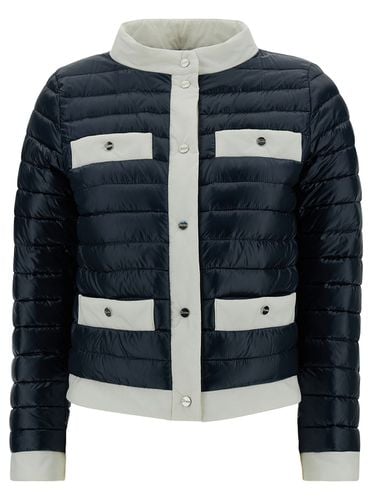 And White Down Jacket With Funnel Neck And Contrasting Details In Polyamide Woman - Herno - Modalova