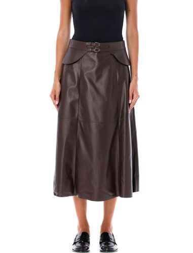 Godet Selleria Midi Leather Skirt - Ralph Lauren - Modalova