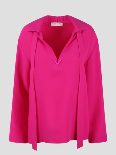 V-detail Crepe De Chine Blouse - Valentino - Modalova