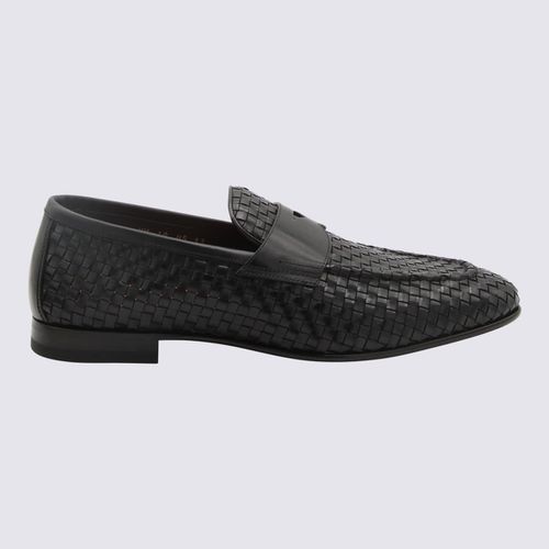 Santoni Black Leather Wowen Loafers - Santoni - Modalova
