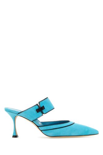 Light Blue Suede Brontiamusa Mules - Manolo Blahnik - Modalova