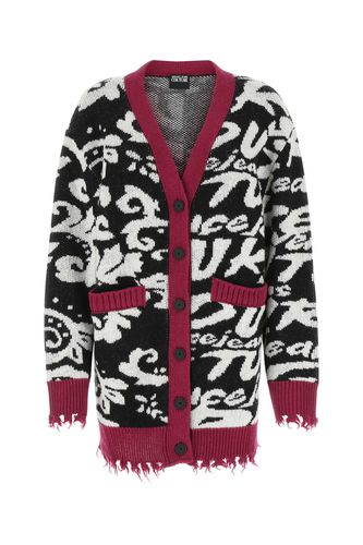 Embroidered Wool And Acrylic Oversize Cardigan - Versace Jeans Couture - Modalova