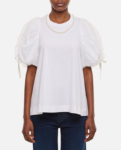 Beaded Tulle Overlay Puff Sleeve T-shirt W/ Bow - Simone Rocha - Modalova