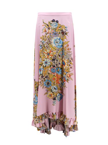 Pink Crepe De Chine Long Skirt With Print - Etro - Modalova