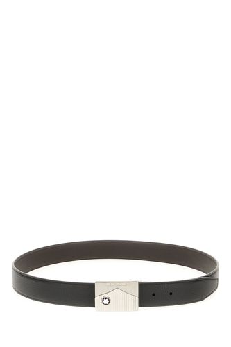 Black Leather Reversible Belt - Montblanc - Modalova