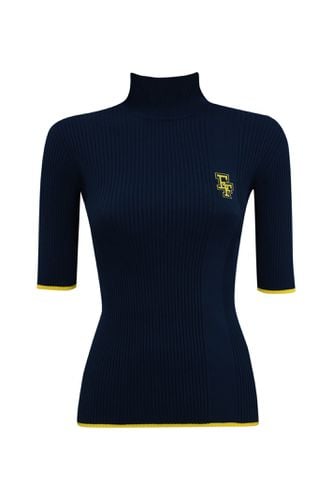 Viscose Knit Turtleneck With College Logo - Elisabetta Franchi - Modalova