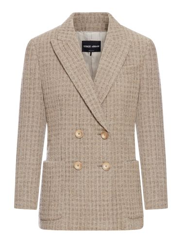 Double-breasted Jacket In Cashmere And Silk - Giorgio Armani - Modalova