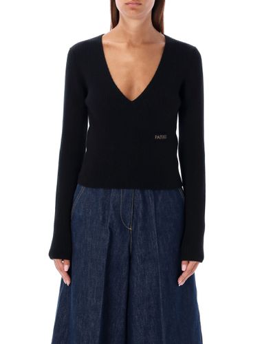 Patou V-neck Knit Patch Logo - Patou - Modalova