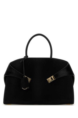 Black Calf Hair Medium Hug Handbag - Ferragamo - Modalova