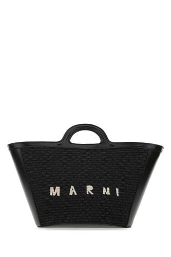Black Leather And Raffia Small Tropicalia Summer Handbag - Marni - Modalova