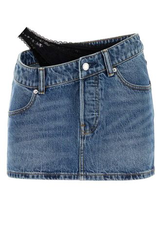 Lace-detailed Mini Denim Skirt - Alexander Wang - Modalova