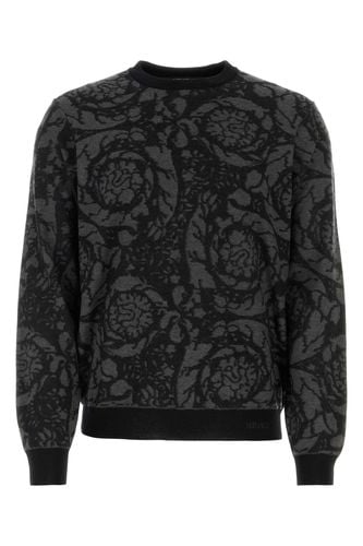 Embroidered Wool Blend Sweater - Versace - Modalova