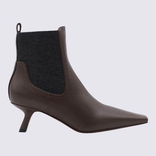 Brown Leather Boots - Brunello Cucinelli - Modalova