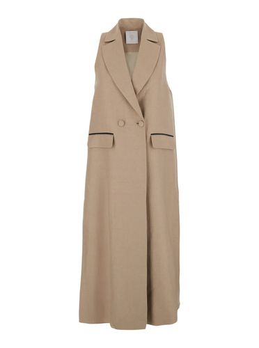 Double-breasted Sleeveless Coat In Linen Woman - Eleventy - Modalova