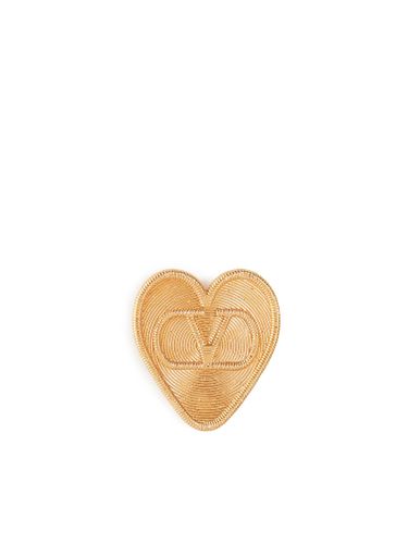 Small Metal Brooch With Logo - Valentino Garavani - Modalova