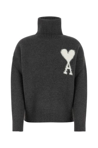 Dark Grey Stretch Alpaca Blend Sweater - Ami Alexandre Mattiussi - Modalova