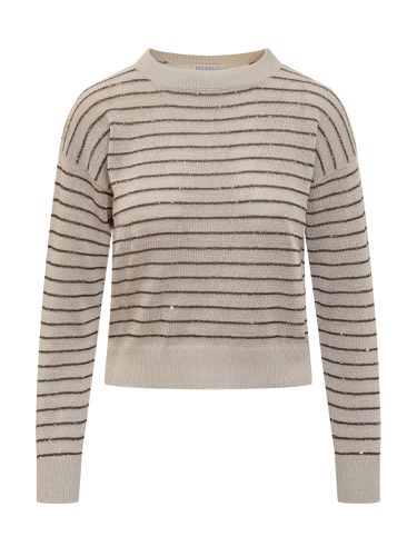 Dazzling Stripes Cotton Jersey - Brunello Cucinelli - Modalova