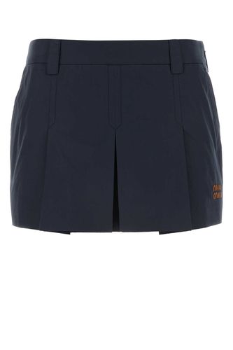 Dark Blue Cotton Blend Mini Skirt - Miu Miu - Modalova