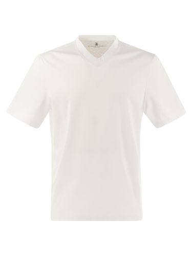 Cotton Jersey V-neck T-shirt - Brunello Cucinelli - Modalova
