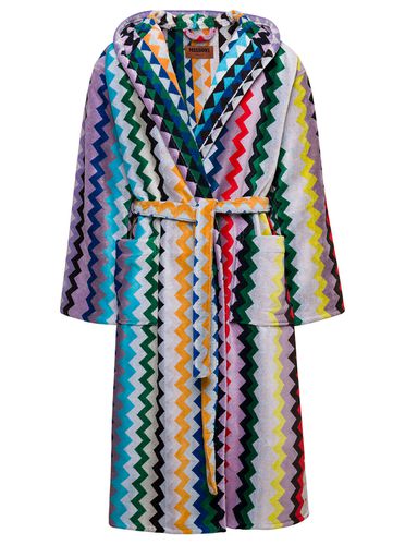 Carlie Hooded Bathrobe And Zig Zag Motif In Cotton - Missoni - Modalova