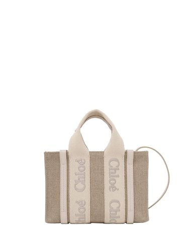 Wild Tote Bag Mini Wody In Linen And Leather - Chloé - Modalova