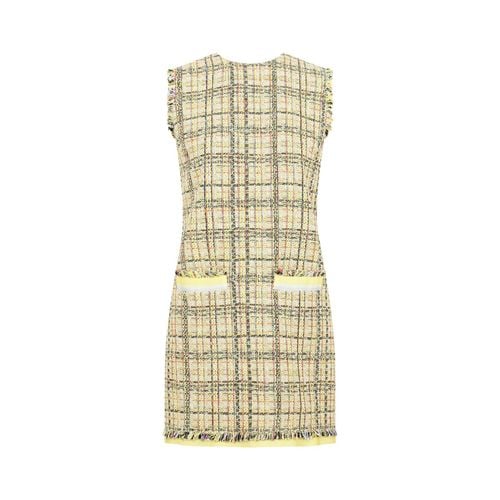 Plaid Tweed Frayed Edge Mini Dress - MSGM - Modalova