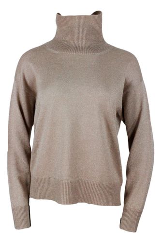 Turtleneck Sweater In Cashmere Wool And Silk With Lurex - Fabiana Filippi - Modalova