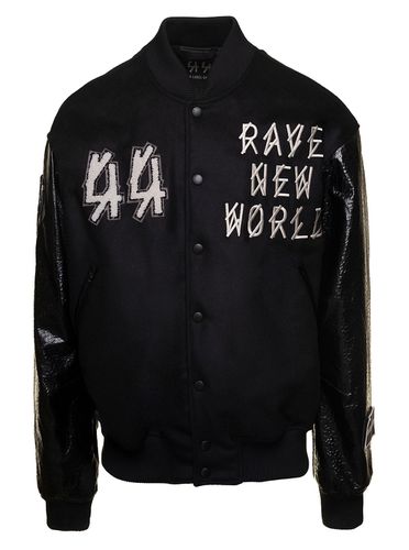 Varsity Jacket With Faux Leather Sleeves And Logo Patch Man - 44 Label Group - Modalova
