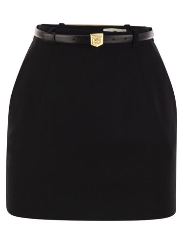 Logo-embroidered Belted Mini Skirt - Elisabetta Franchi - Modalova