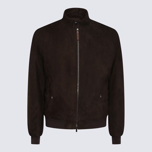 Canali Black Leather Jacket - Canali - Modalova