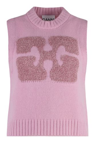 Ganni Wool Blend Knitted Front Vest - Ganni - Modalova