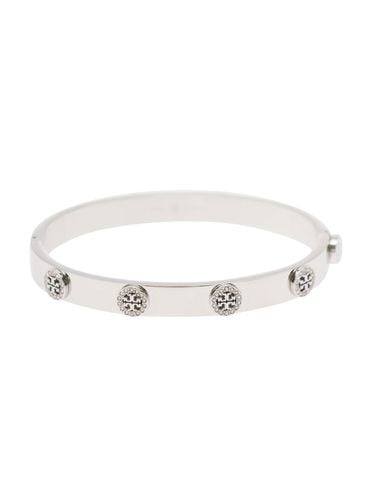 Silver Tone Bracelet With Logo Studs In Stainless Steel And Cubic Zirconia Woman - Tory Burch - Modalova