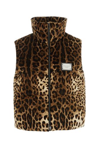 Printed Velvet Sleeveless Padded Jacket - Dolce & Gabbana - Modalova