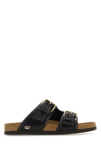 Black Leather Fussfriend Slippers - Valentino Garavani - Modalova