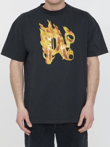 Burning Monogram T-shirt - Palm Angels - Modalova