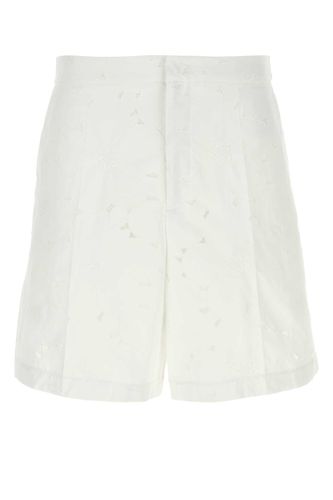 White Cotton Blend Bermuda Shorts - Valentino Garavani - Modalova