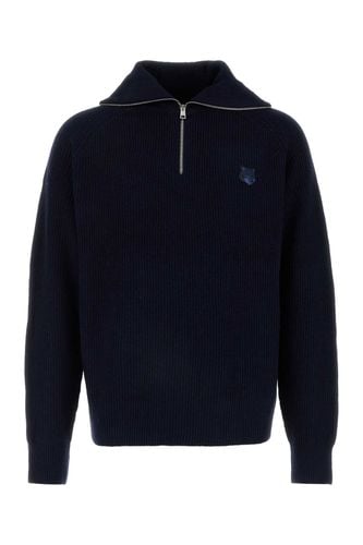 Dark Blue Wool Blend Sweater - Maison Kitsuné - Modalova