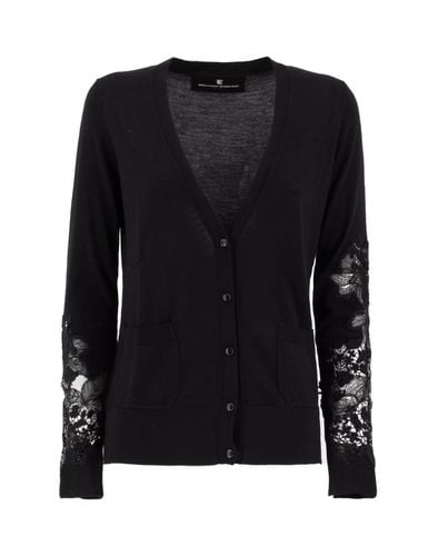 Cardigan With Floral Lace On The Sleeves - Ermanno Scervino - Modalova